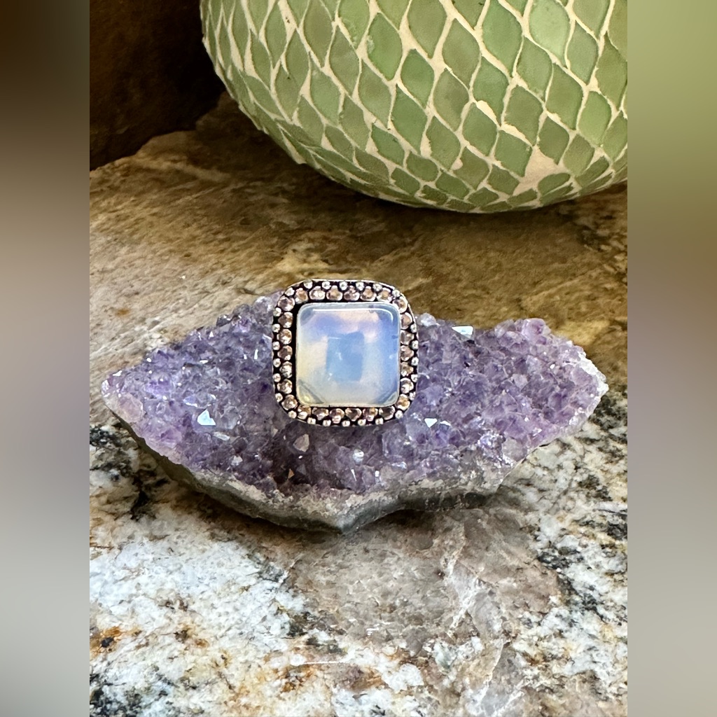Silver Square Opalite Ring